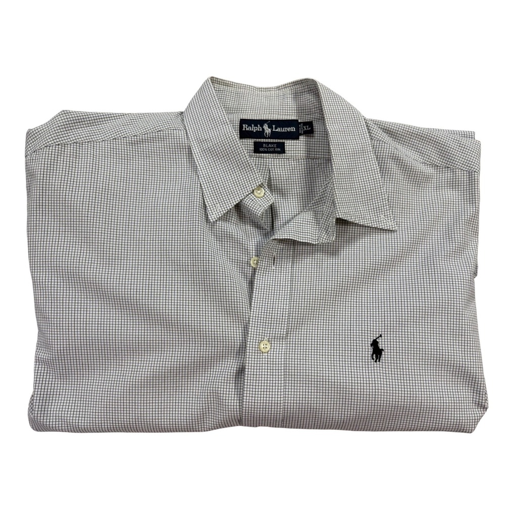 Ralph Lauren Button Down Shirt Mens XL Blue Excellent Long Sleeve Blake‎ Check